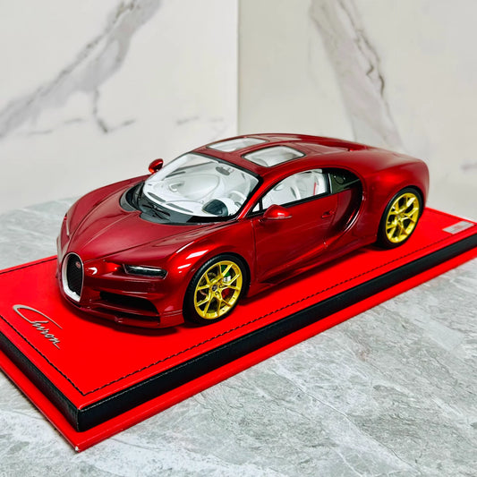 MR Collection 1/18 Bugatti Chiron Super Sport Metallic Red Resin Model Gold Wheels LE 5