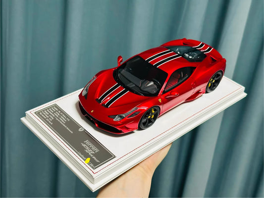 Davis & Giovanni 1/18 Ferrari 458 Speciale Rosso Red Black Stripes Black Wheels Limited 20 pcs