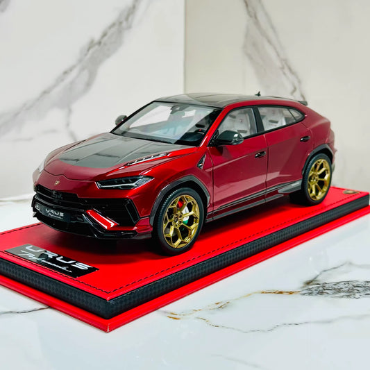 MR Collection 1/18 Lamborghini Urus Metallic Red Resin Model Gold Wheels Limited Edition