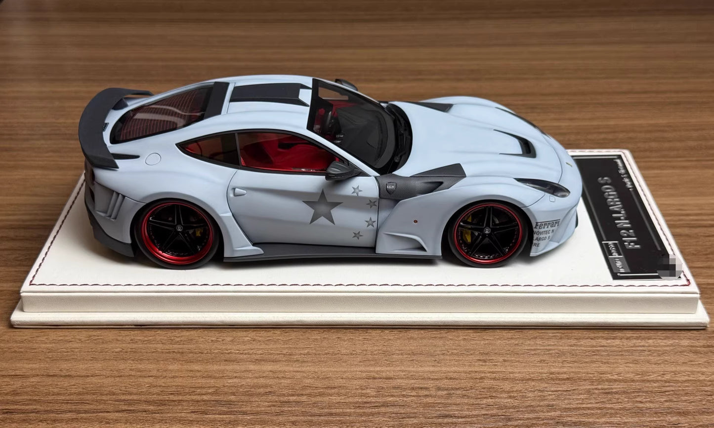 Davis & Giovanni 1/18 Ferrari F12 N-LARGO S Matte Grey, Red Interior — Limited 20