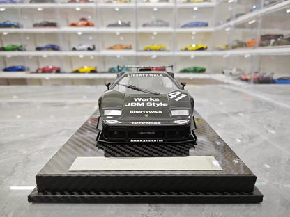 VIP 1/18 Lamborghini Countach LB Widebody Black Resin Model with Display Case