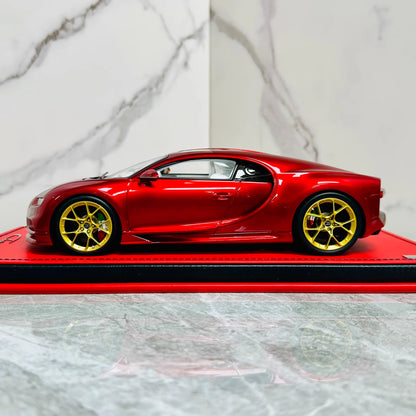 MR Collection 1/18 Bugatti Chiron Super Sport Metallic Red Resin Model Gold Wheels LE 5