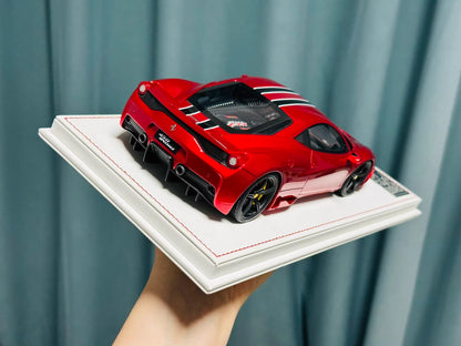 Davis & Giovanni 1/18 Ferrari 458 Speciale Rosso Red Black Stripes Black Wheels Limited 20 pcs