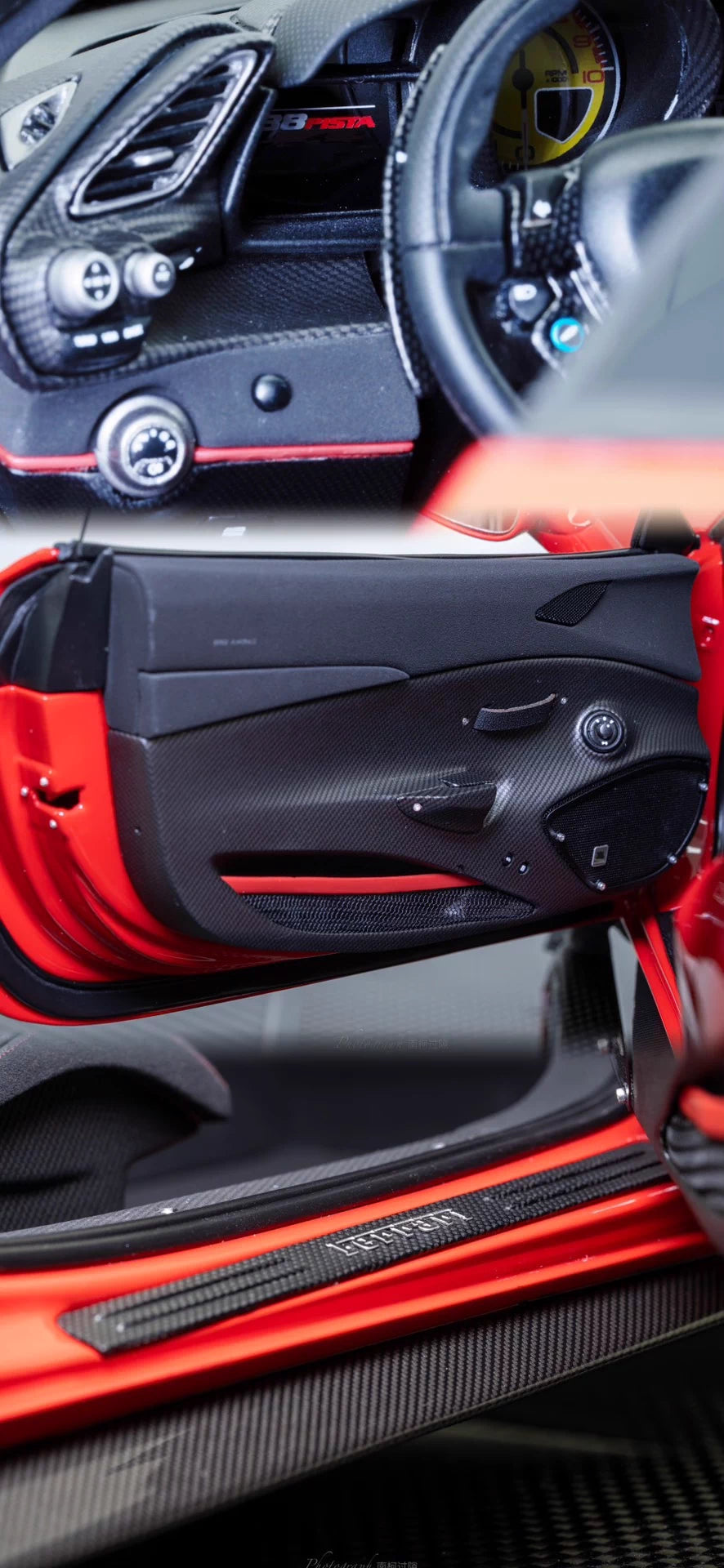 Amalgam 1/8 Ferrari 488 Pista Spider – Standard Red with Silver Stripe | Air Shipping from China