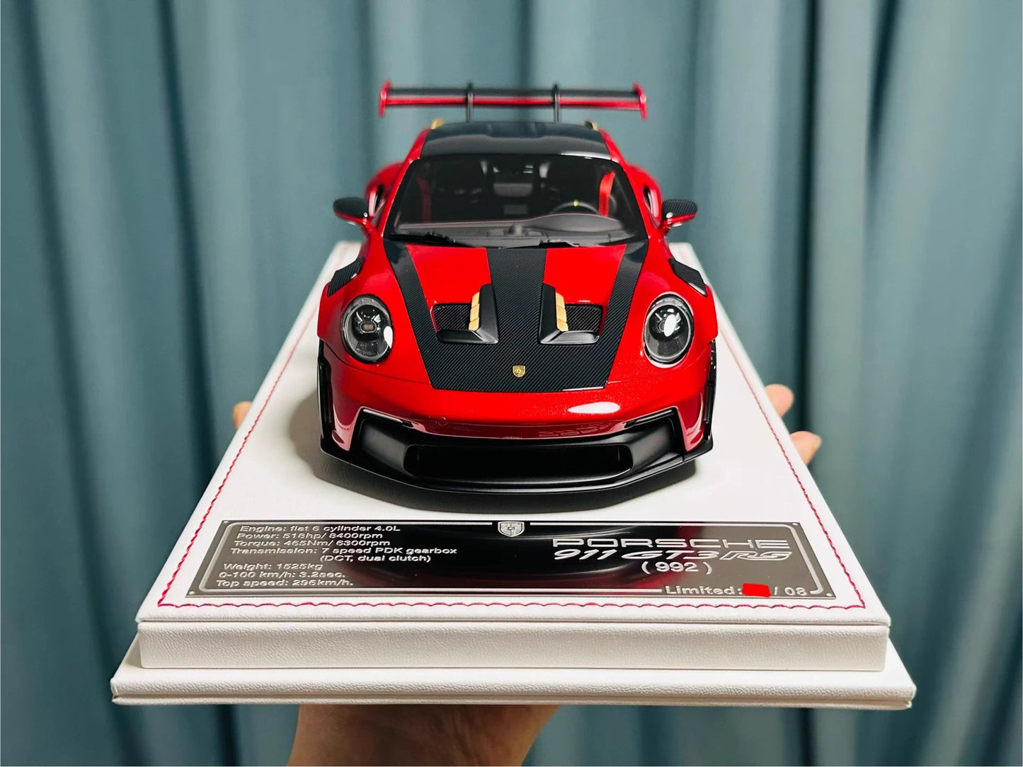 Davis & Giovanni 1/18 Porsche 911 GT3 RS 992.1 Magma Red Weissach Gold Wheels Limited 8 pcs