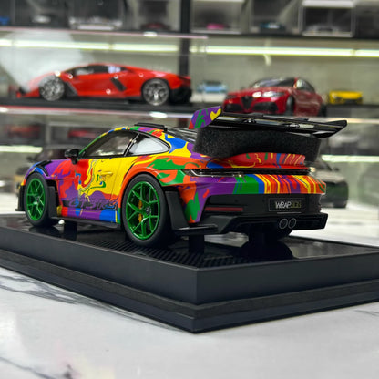 TP 1:18 Porsche 911 GT3 RS (992.1) Limited Resin Model · Art Livery · Green Wheels