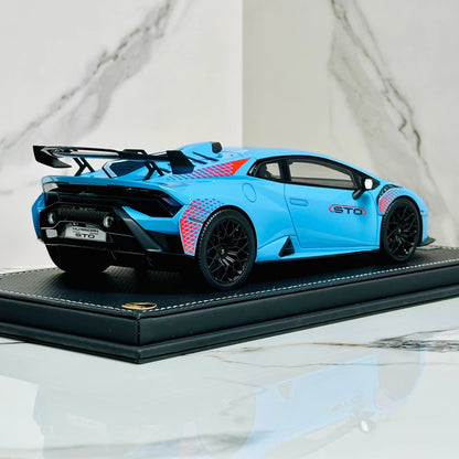 MR Collection 1/18 Lamborghini Huracán STO Sky Blue One-Off Resin w/ COA