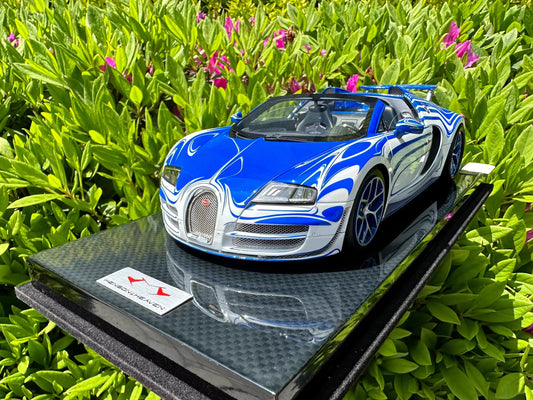 HH 1/18 Bugatti Veyron Ceramic Dragon Livery Blue/White Resin Model