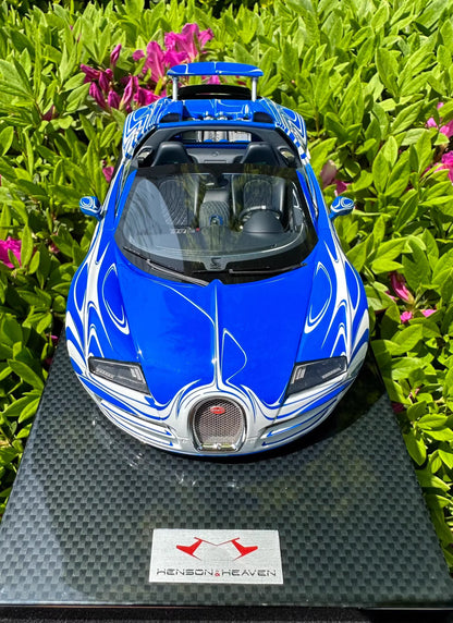 HH 1/18 Bugatti Veyron Ceramic Dragon Livery Blue/White Resin Model
