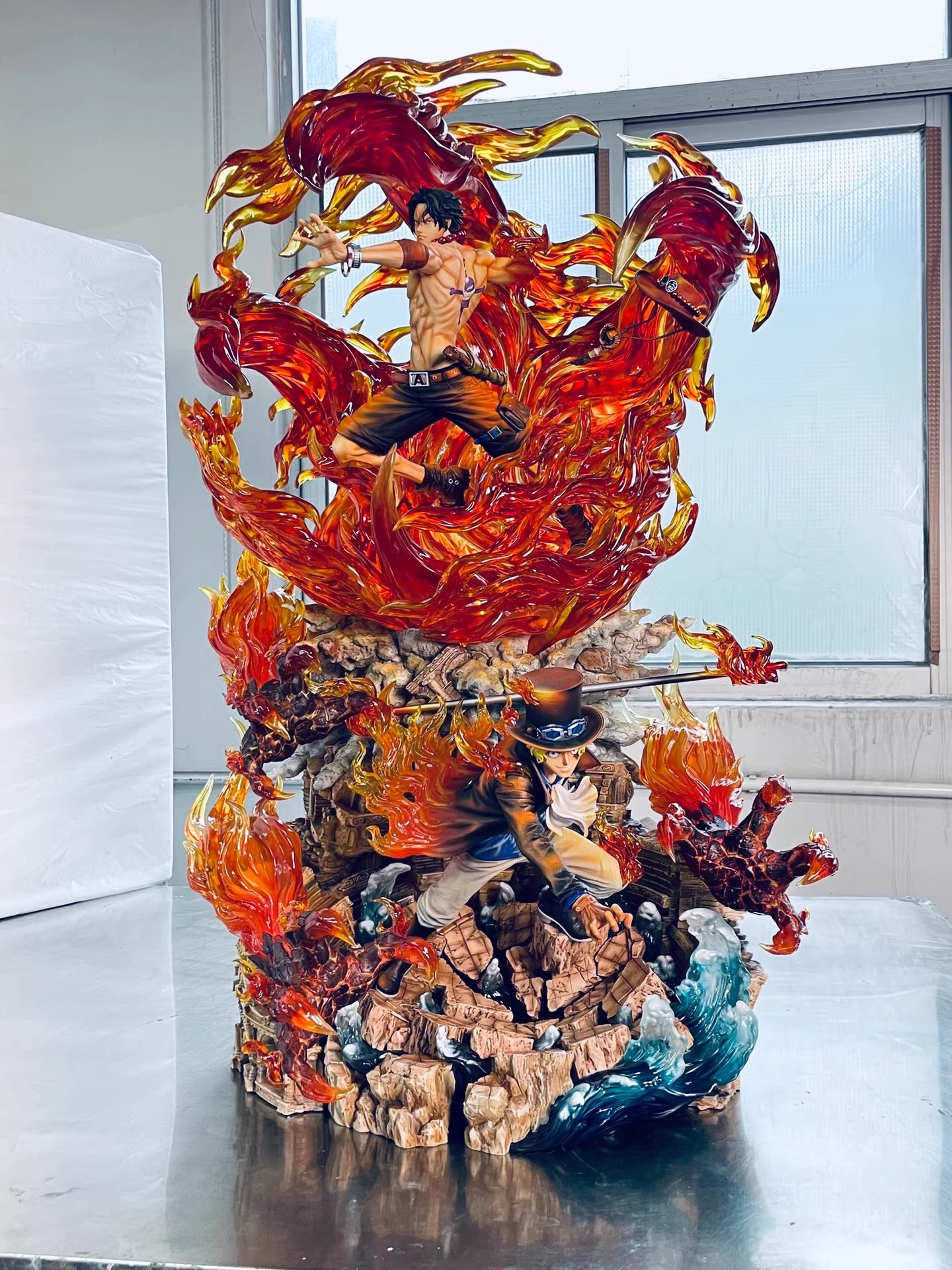 One Piece 1/6 Luffy Ace Sabo Flame Brothers Premium Resin Statue – All Duties Included