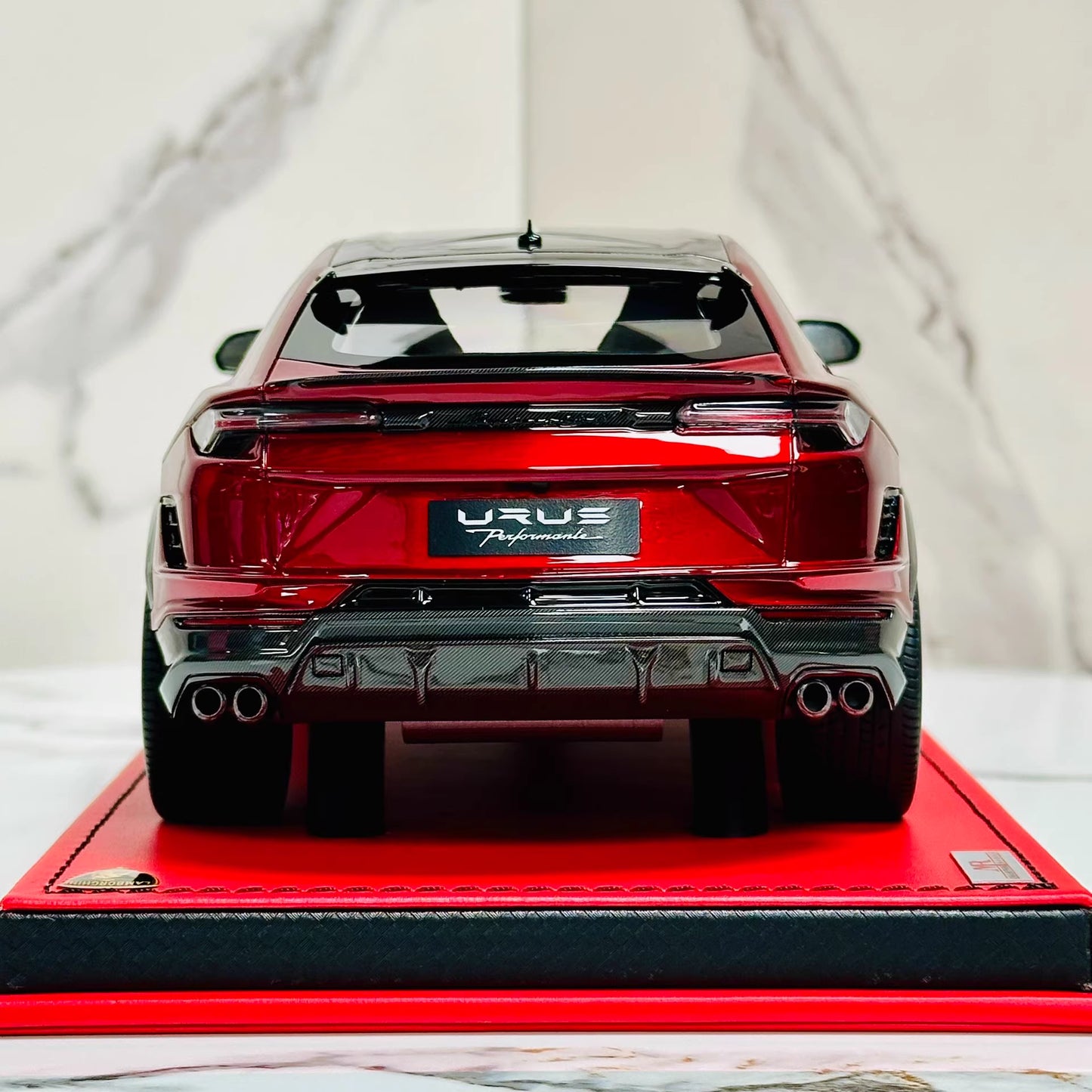 MR Collection 1/18 Lamborghini Urus Metallic Red Resin Model Gold Wheels Limited Edition
