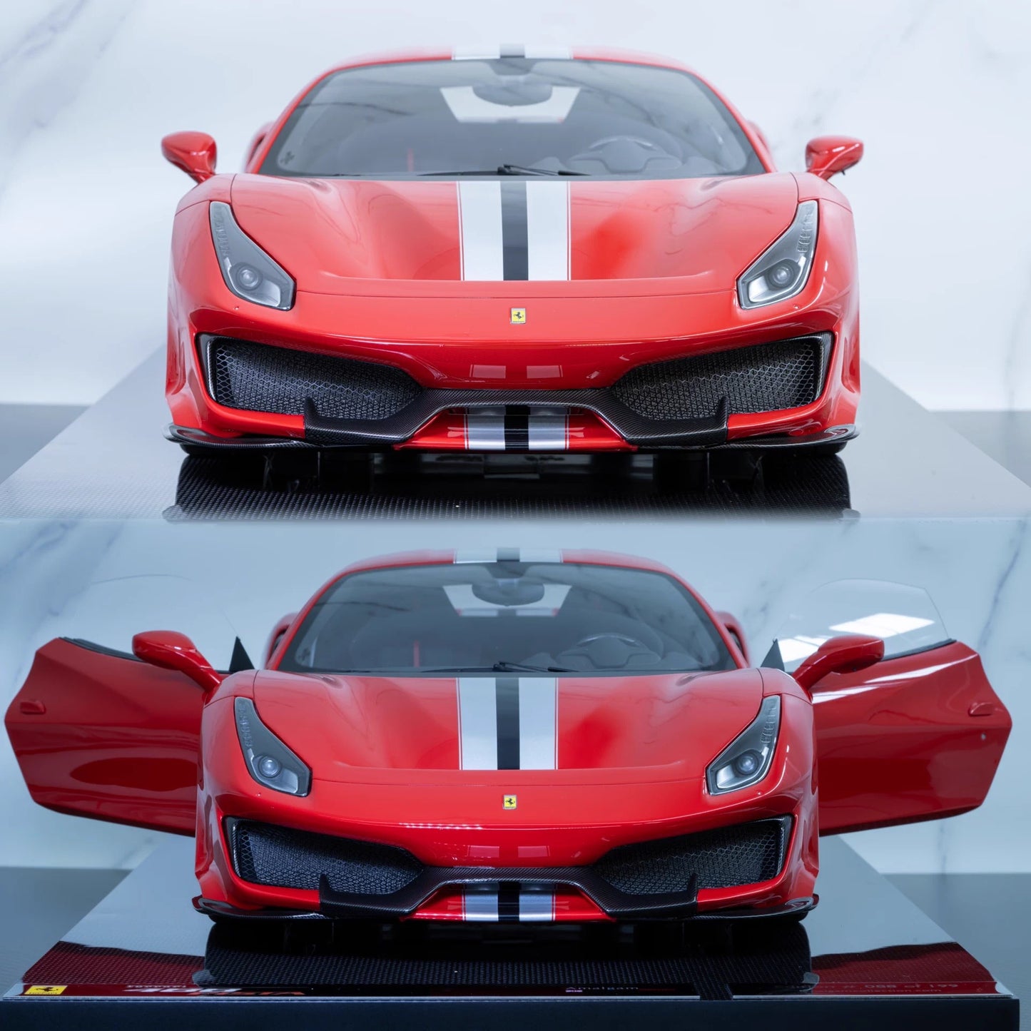 Amalgam 1/8 Ferrari 488 Pista Spider – Standard Red with Silver Stripe | Air Shipping from China