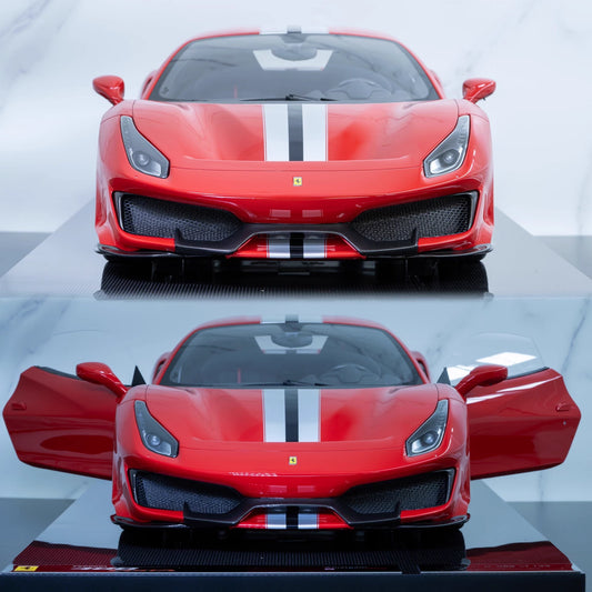 Amalgam 1/8 Ferrari 488 Pista Spider – Standard Red with Silver Stripe | Air Shipping from China