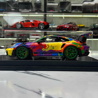TP 1:18 Porsche 911 GT3 RS (992.1) Limited Resin Model · Art Livery · Green Wheels