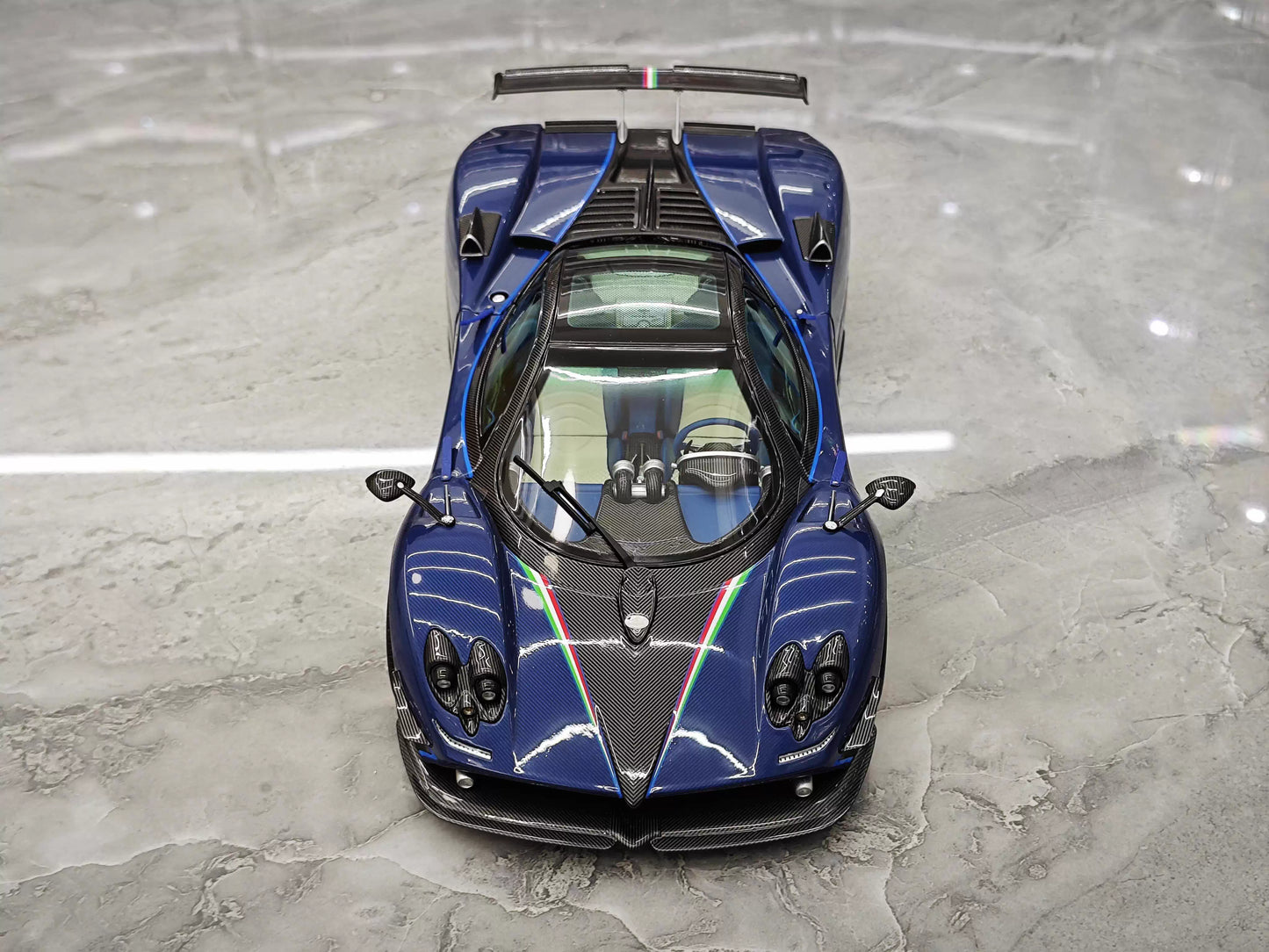 Almost Real 1/18 Pagani Zonda Tricolore Blue Carbon Diecast Model