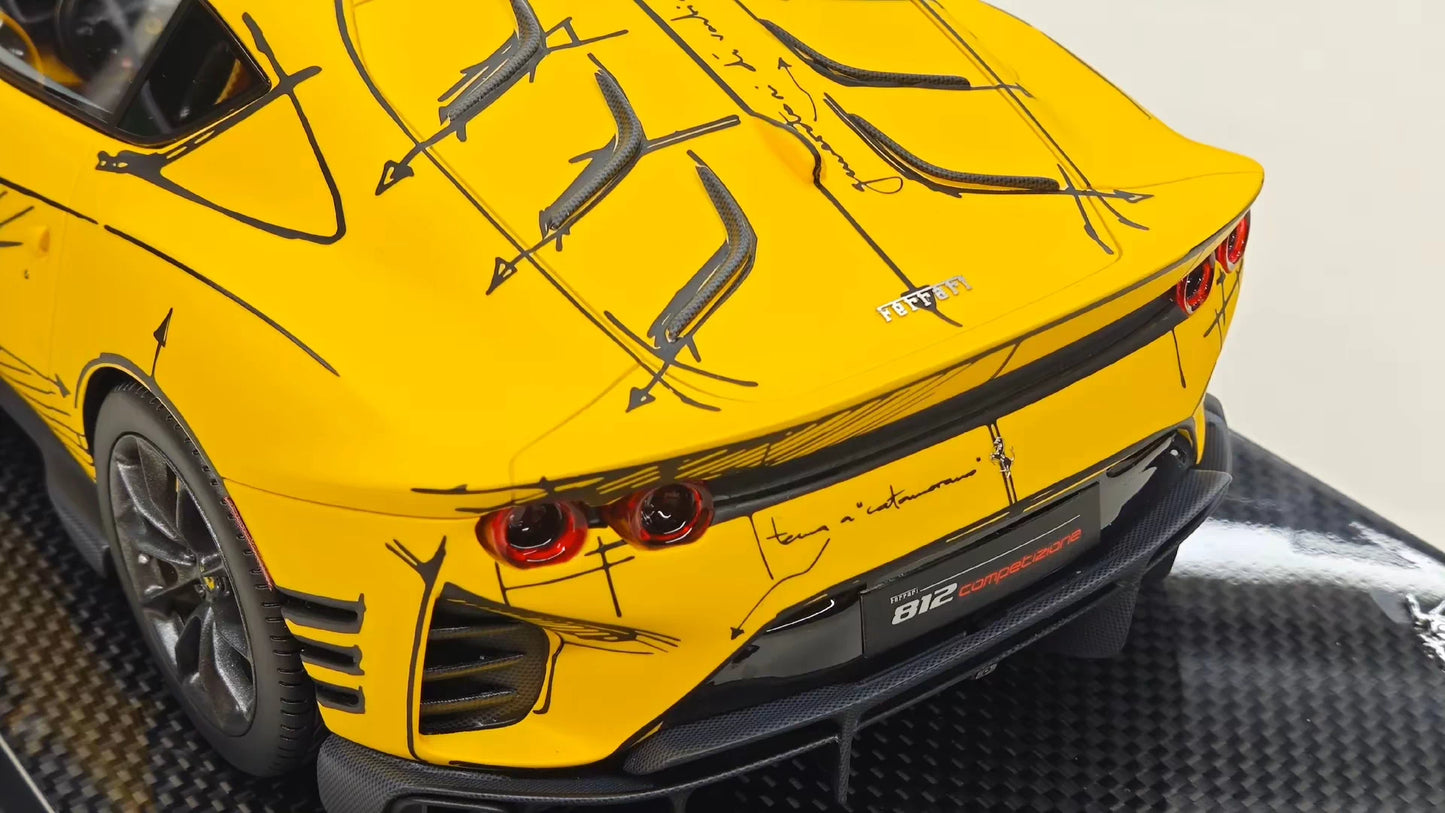 MR 1/18 Ferrari 812 Competizione Resin Model – Yellow Sketch “Art Car” (Limited 99) FE033SE