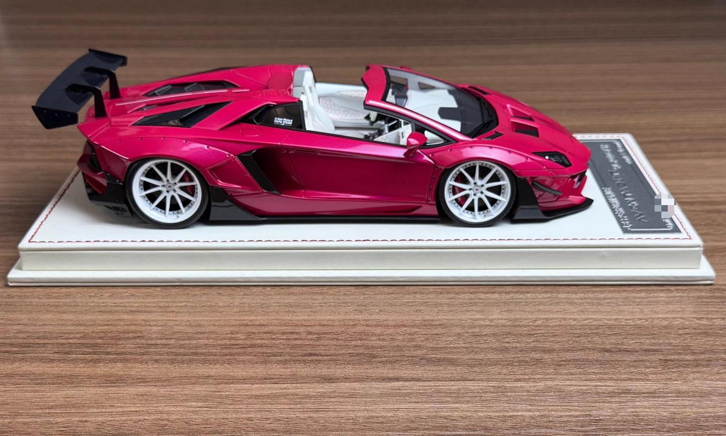 Davis & Giovanni 1/18 Lamborghini LBWK Aventador 2.0 Roadster Pink, White Wheels — Limited 20