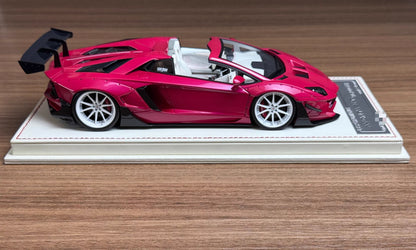 Davis & Giovanni 1/18 Lamborghini LBWK Aventador 2.0 Roadster Pink, White Wheels — Limited 20