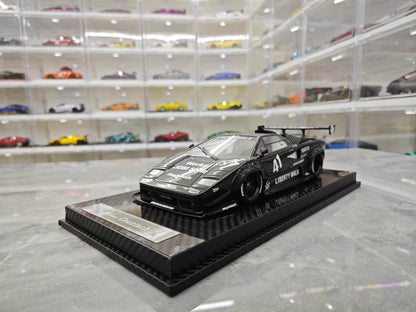 VIP 1/18 Lamborghini Countach LB Widebody Black Resin Model with Display Case