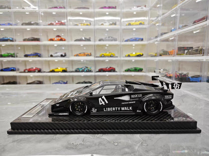 VIP 1/18 Lamborghini Countach LB Widebody Black Resin Model with Display Case