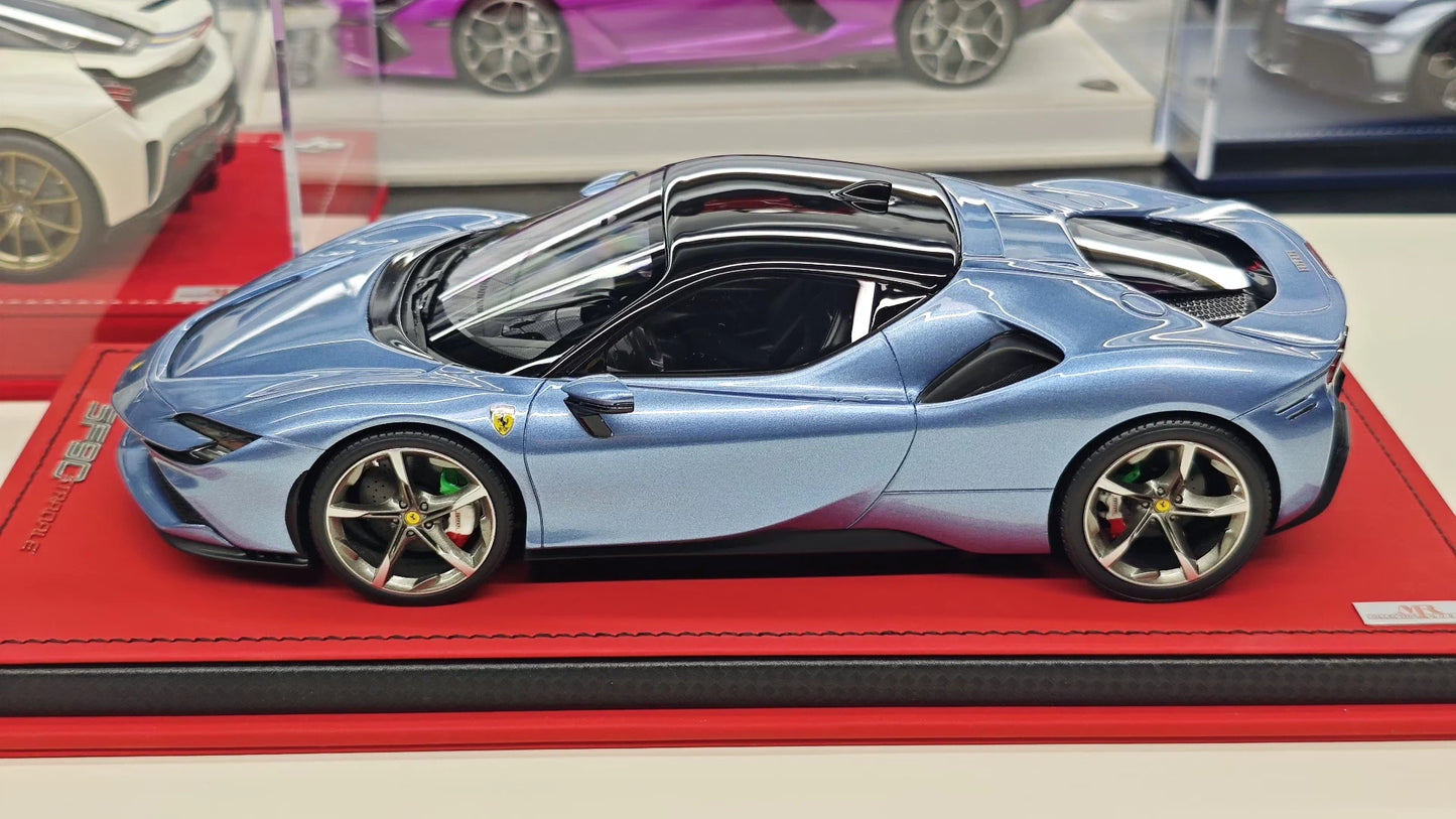 MR 1/18 Ferrari SF90 Stradale Resin Model – Atelier & Tailor Made Ice Blue (One-Off 01/01)