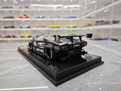 VIP 1/18 Lamborghini Countach LB Widebody Black Resin Model with Display Case