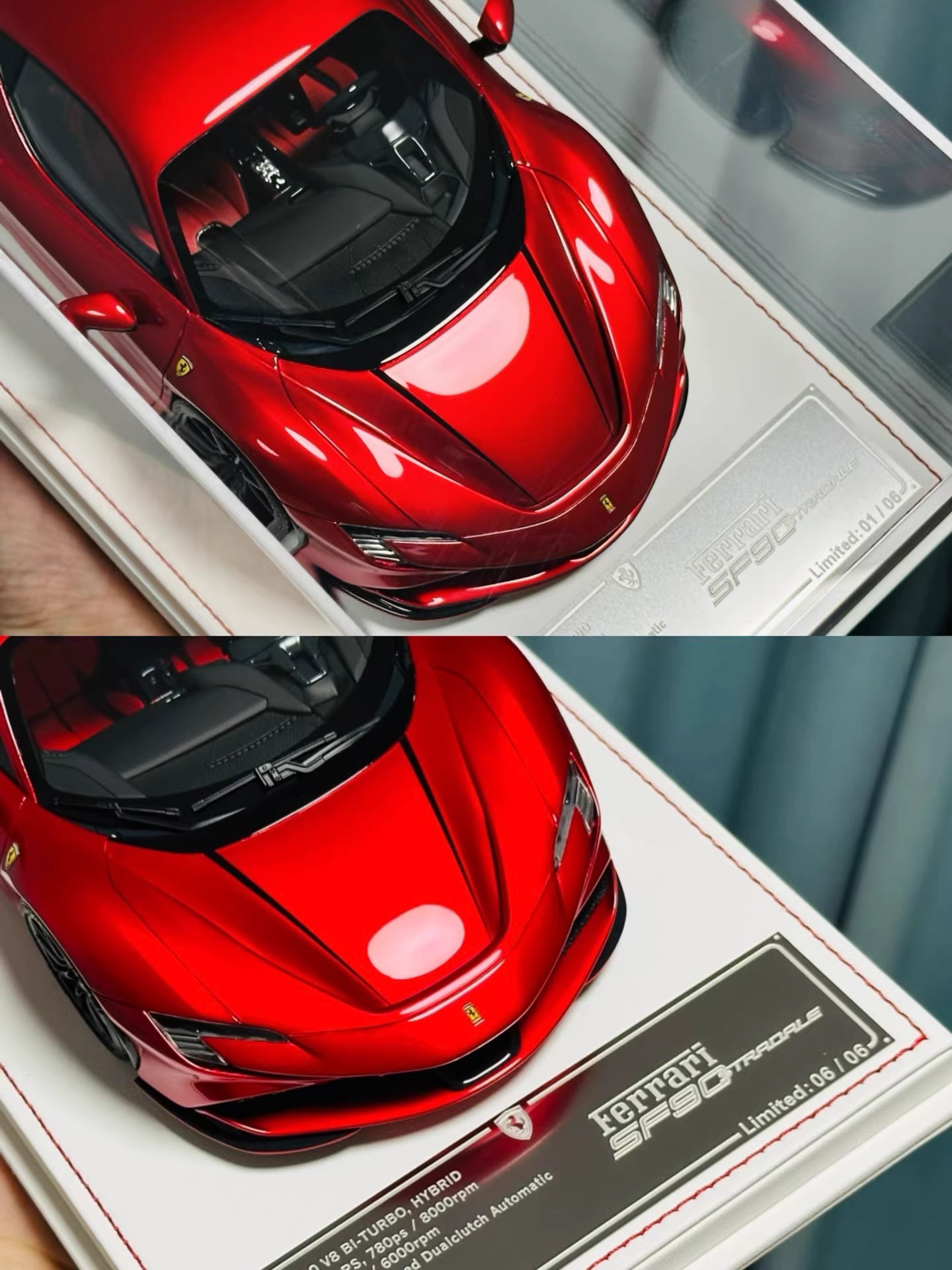 Davis & Giovanni 1/18 Ferrari SF90 Stradale Candy Red No.6/6 Carbon Wheels