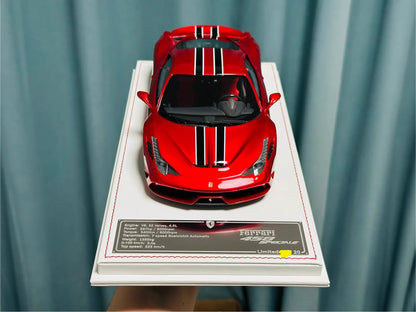 Davis & Giovanni 1/18 Ferrari 458 Speciale Rosso Red Black Stripes Black Wheels Limited 20 pcs