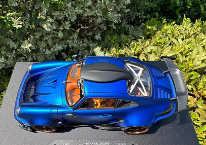 DreamWalkers 1/18 Porsche 911 “Chevalier D995” Blue Resin Model (Orange Interior)