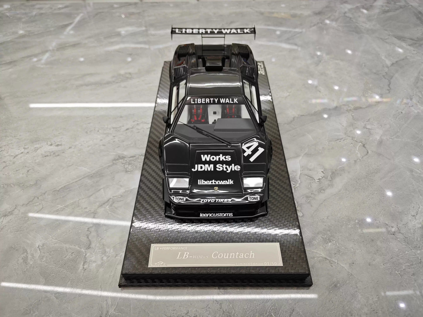 VIP 1/18 Lamborghini Countach LB Widebody Black Resin Model with Display Case