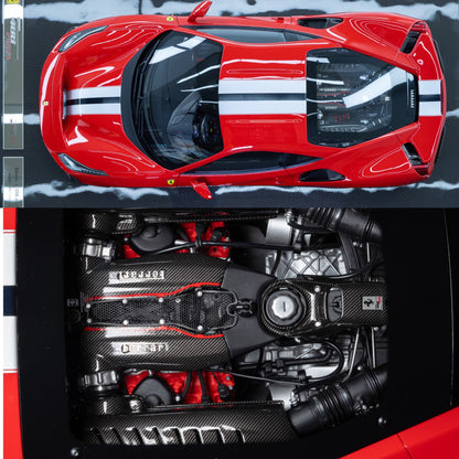 Amalgam 1/8 Ferrari 488 Pista Spider – Standard Red with Silver Stripe | Air Shipping from China