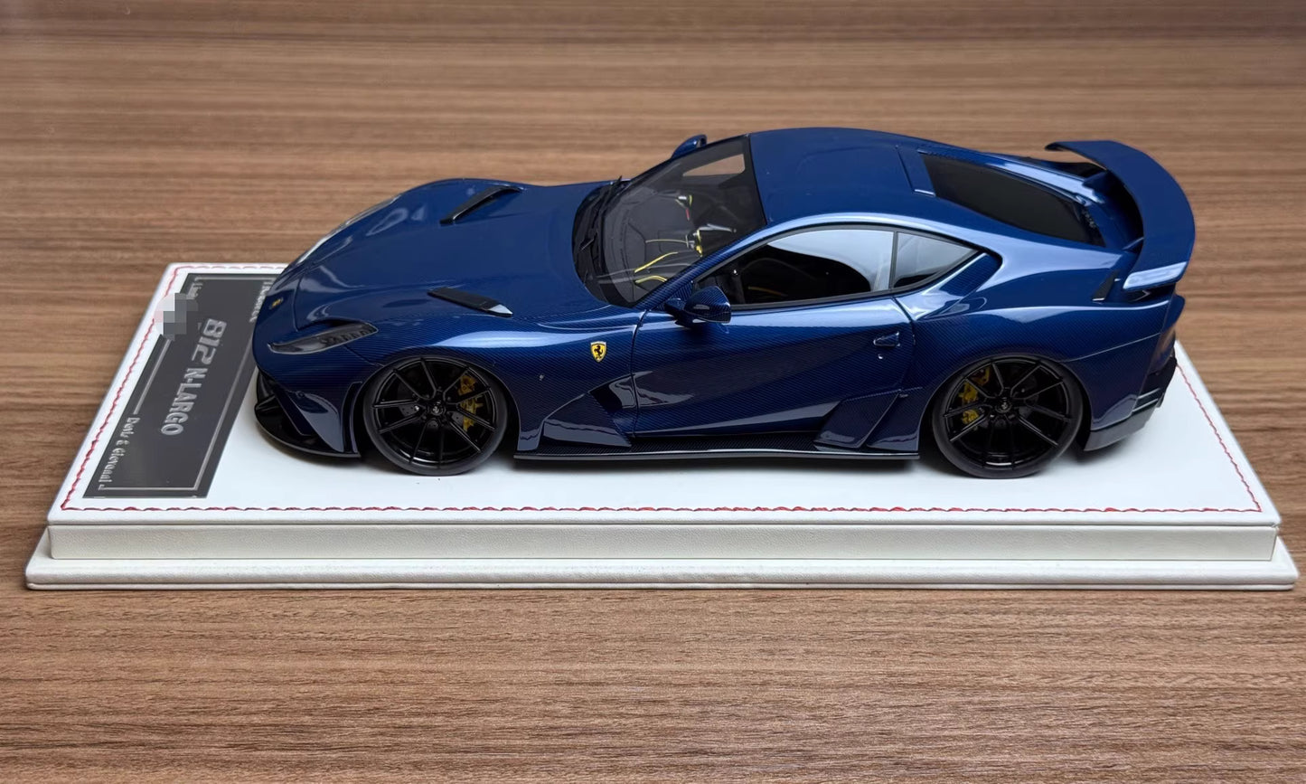 Davis & Giovanni 1/18 Ferrari 812 N-LARGO Glossy Blue Carbon, Black/Yellow Interior — Limited 6