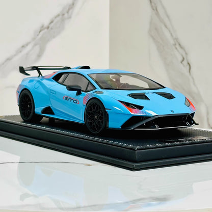 MR Collection 1/18 Lamborghini Huracán STO Sky Blue One-Off Resin w/ COA