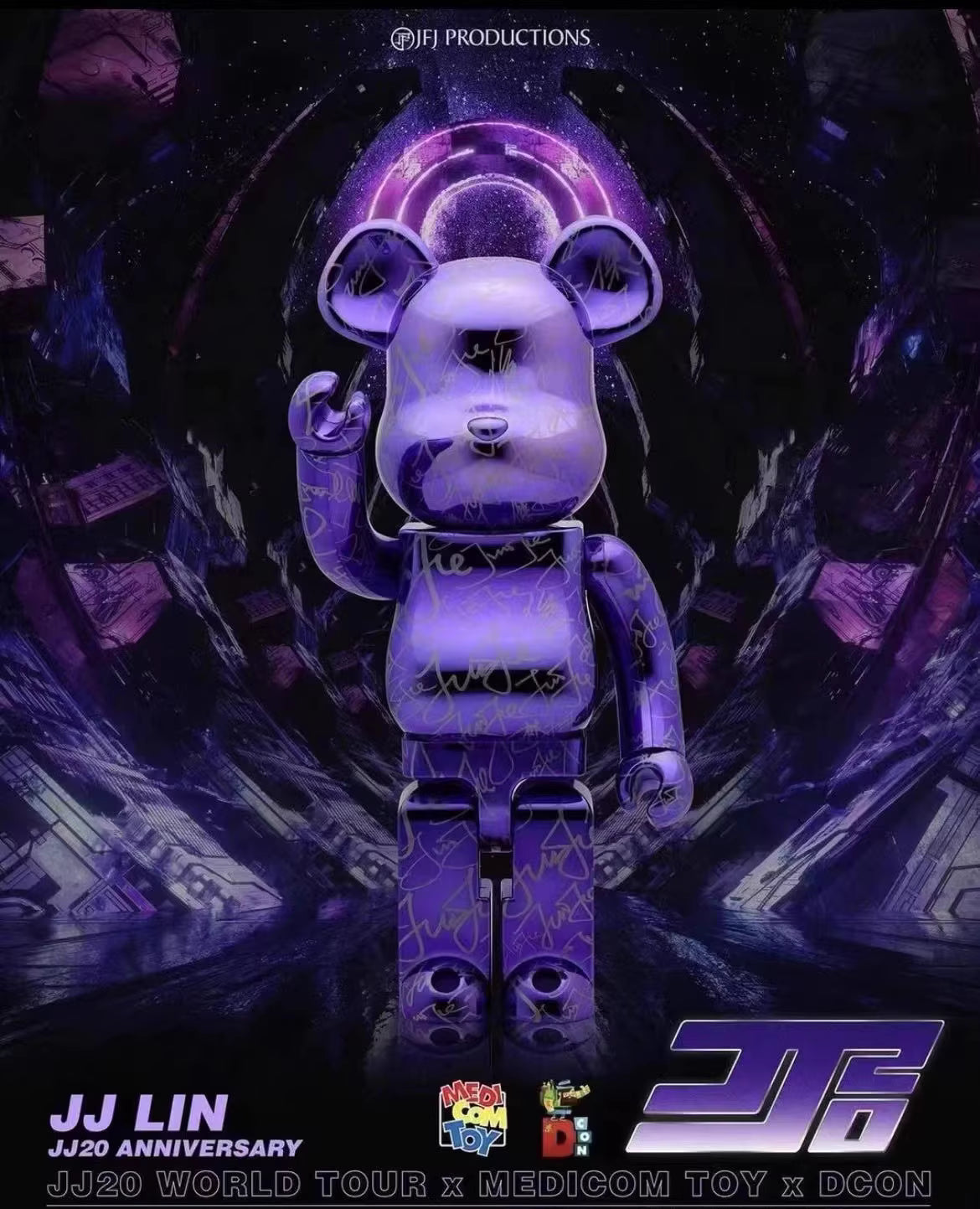 Bearbrick 1000% JJ Lin JJ20 World Tour Edition | Limited Autographed Collectible | Air Shipping from China