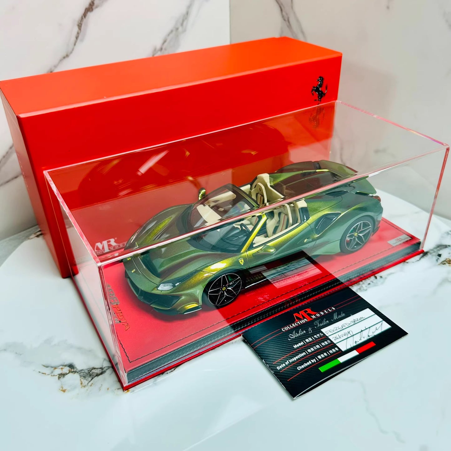 MR Collection 1/18 Ferrari 488 Pista Spider Chameleon Green Limited 01/03 Resin