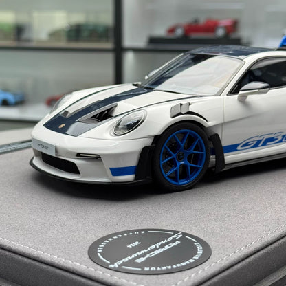 TP 1:18 + 1:64 Porsche 911 GT3 RS (992) Sonderwunsch Set · White/Carbon Grey/Blue