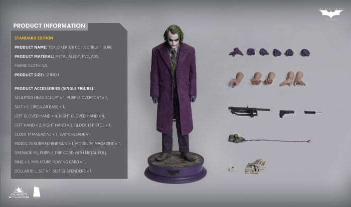 INART 1/6 The Dark Knight The Joker (Heath Ledger) Deluxe 2-Figure Set