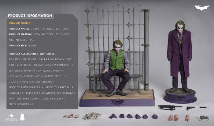 INART 1/6 The Dark Knight The Joker (Heath Ledger) Deluxe 2-Figure Set