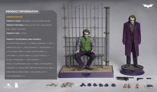 INART 1/6 The Dark Knight The Joker (Heath Ledger) Deluxe 2-Figure Set