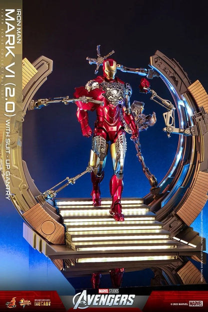 Hot Toys 1/6 MMS688-D53 Iron Man Mark VI (2.0) with Suit-Up Gantry – All Duties Included