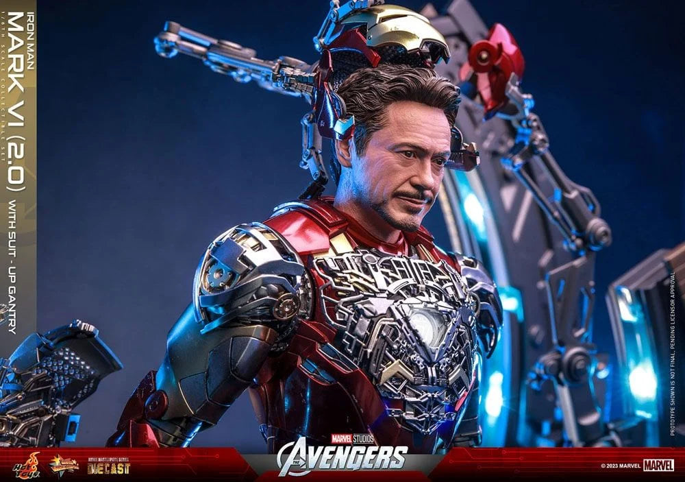 Hot Toys 1/6 MMS688-D53 Iron Man Mark VI (2.0) with Suit-Up Gantry – All Duties Included