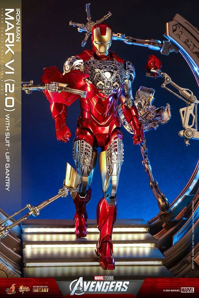 Hot Toys 1/6 MMS688-D53 Iron Man Mark VI (2.0) with Suit-Up Gantry – All Duties Included