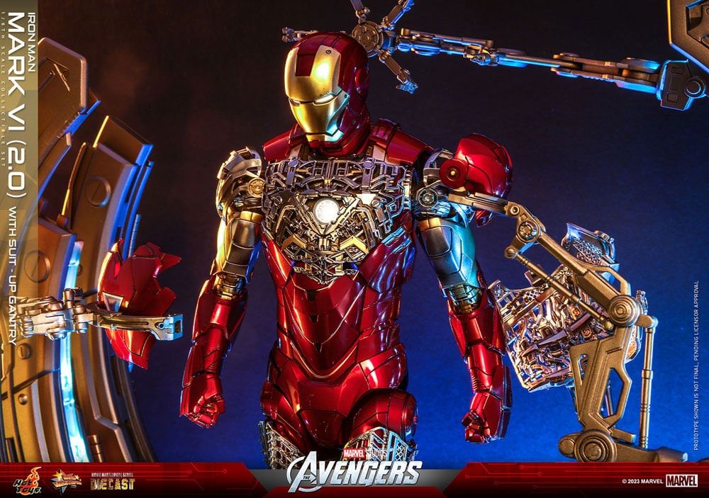 Hot Toys 1/6 MMS688-D53 Iron Man Mark VI (2.0) with Suit-Up Gantry – All Duties Included