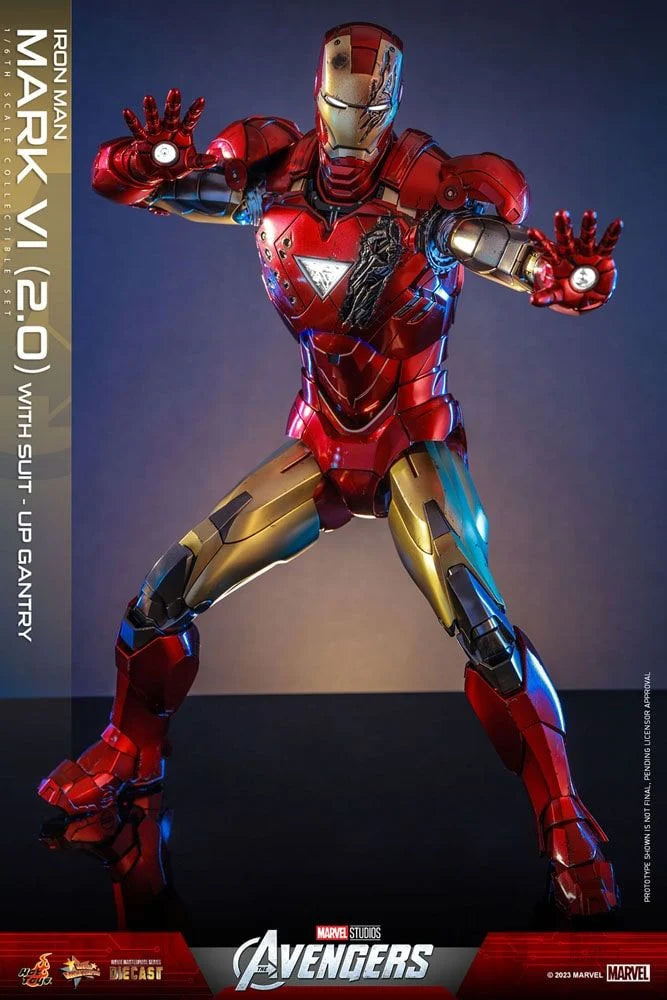 Hot Toys 1/6 MMS688-D53 Iron Man Mark VI (2.0) with Suit-Up Gantry – All Duties Included