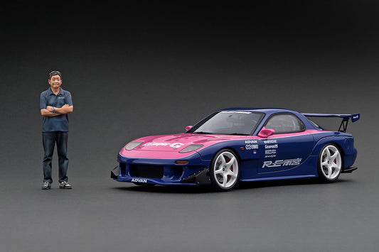 Ignition Model 1/18 Mazda RX-7 (FD3S) RE Amemiya Blue/Pink Figure Set IG2398