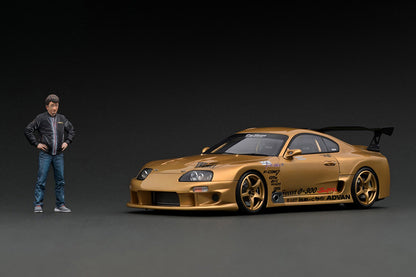 Ignition Model 1/18 TOP SECRET GT300 Toyota Supra (JZA80) Gold With Mr. Smokey Nagata IG2484