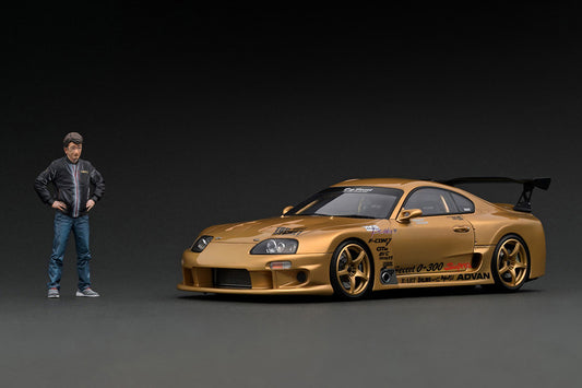 Ignition Model 1/18 TOP SECRET GT300 Toyota Supra (JZA80) Gold With Mr. Smokey Nagata IG2484