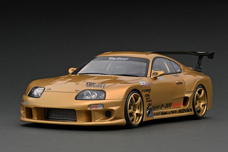 Ignition Model 1/18 TOP SECRET GT300 Toyota Supra (JZA80) Gold With Mr. Smokey Nagata IG2484