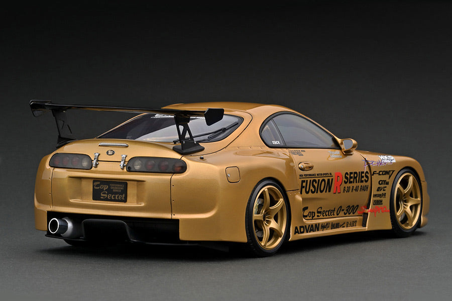 Ignition Model 1/18 TOP SECRET GT300 Toyota Supra (JZA80) Gold With Mr. Smokey Nagata IG2484