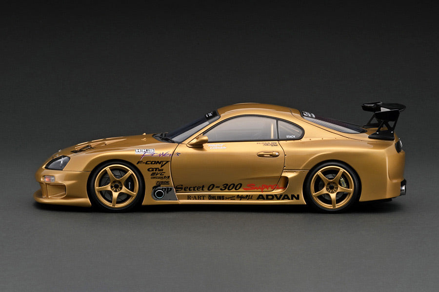 Ignition Model 1/18 TOP SECRET GT300 Toyota Supra (JZA80) Gold With Mr. Smokey Nagata IG2484
